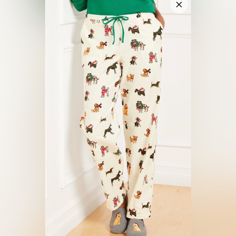 Talbots Cotton Flannel Pajama Pant Dogs of Christmas Size XXL